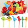 6/18pcs Cute Dinosaur Fruit Forks Mini Creative Food Fork Set Colorful Plastic Desert Pick For Kitchen Picnic Party Decor Access