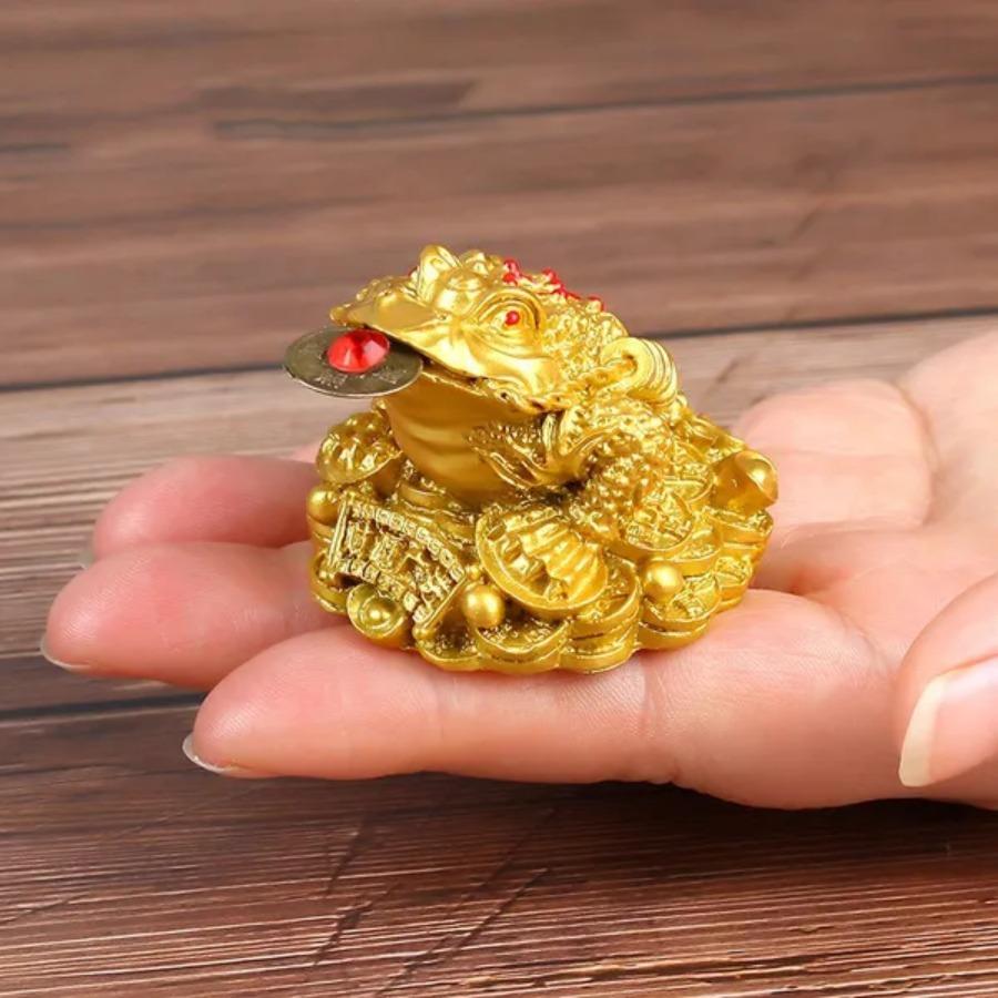 Xykk01 Brown Feng Shui Lucky Toad, Auspicious Wealth Chinese Frog Toad Coin, Home Desk Ornament, Wealth Jewelry