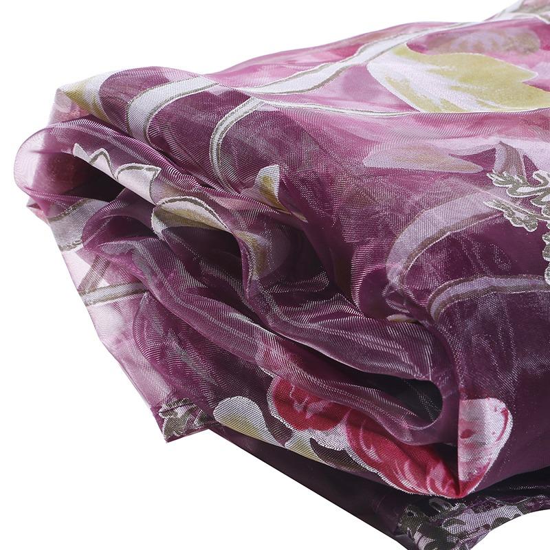 Peony Curtain Hanging 100x200cm Sheer Voile Door Window Room Divider Elegant Valance For Living Room Bedroom Luxury Home Decor Upgrade High Quality