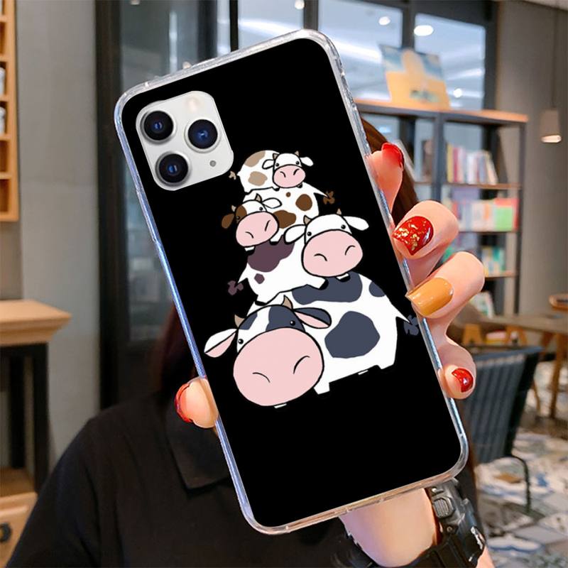 Animal Cute Cow Phone Case for iPhone 11 12 13 Mini Pro Max 8 7 6 6S Plus X 5 SE 2020 XR XS Case shell