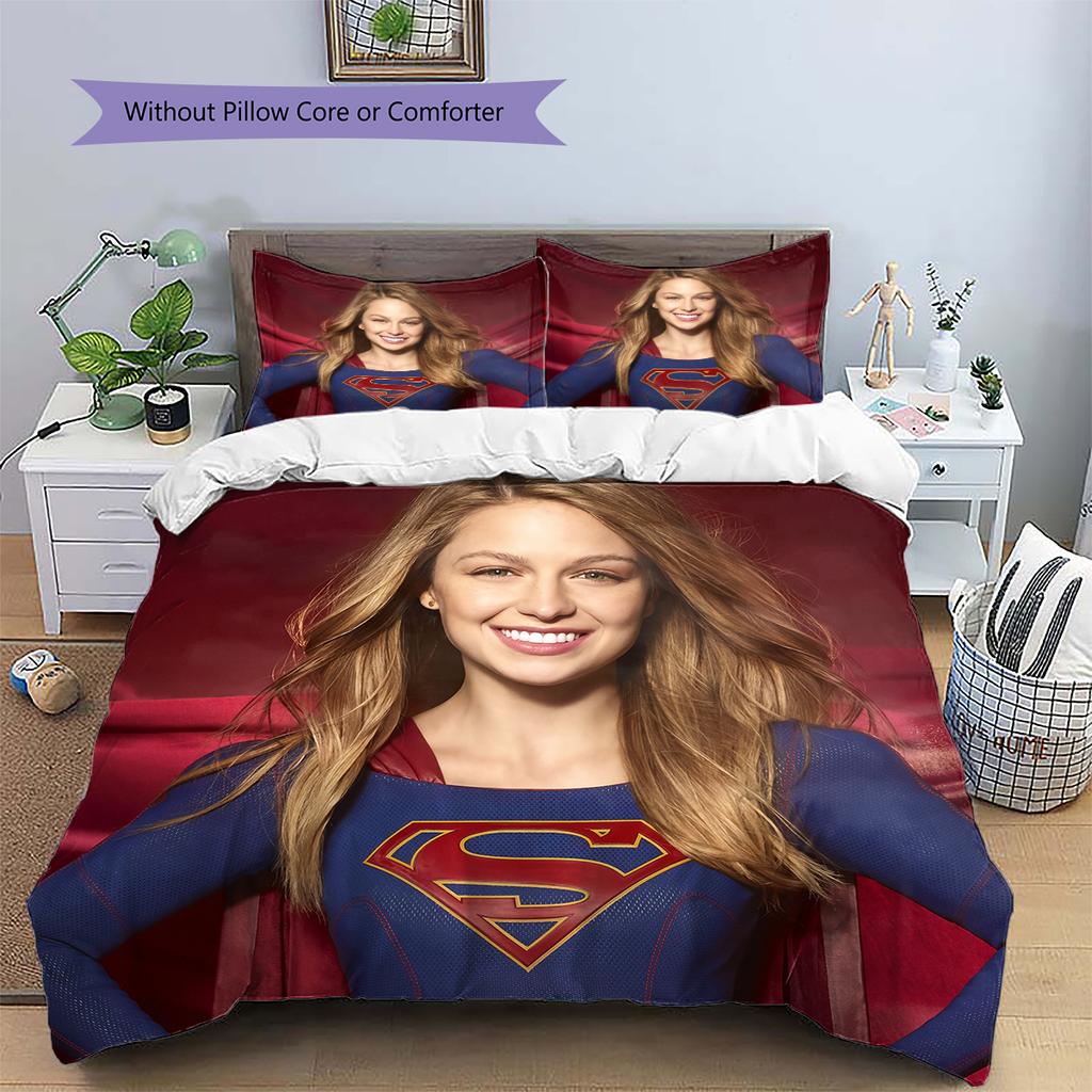 Supergirl Hero Style Bedding Set Duvet Cover Pillowcase No Filler, Soft Home Bedroom Decor, Perfect Gift for Fans.chl