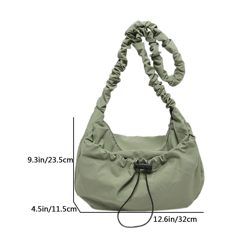 Women Drawstring Satchel Bag Adjustable Strap Leisure Sling Bag Large Capacity Cloud Drawstring Hobo Bag Female Daily Bag