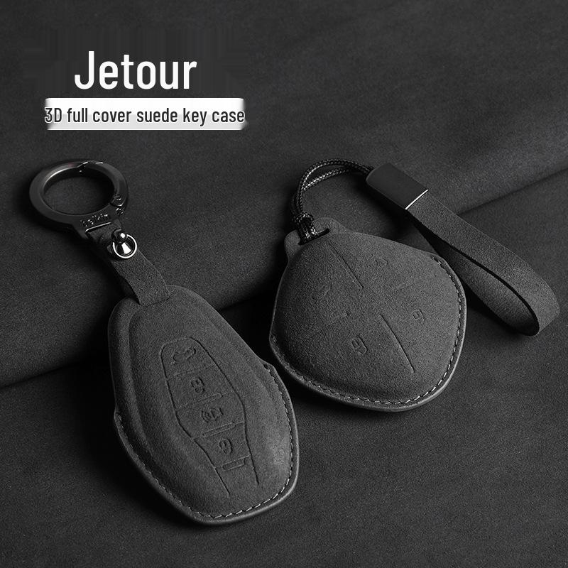 Etui na kluczyk Jetour Traveller T1 & T2 - Luksusowa, pełnopowierzchniowa powłoka ze skóry zamszowej dla mężczyzn i kobiet