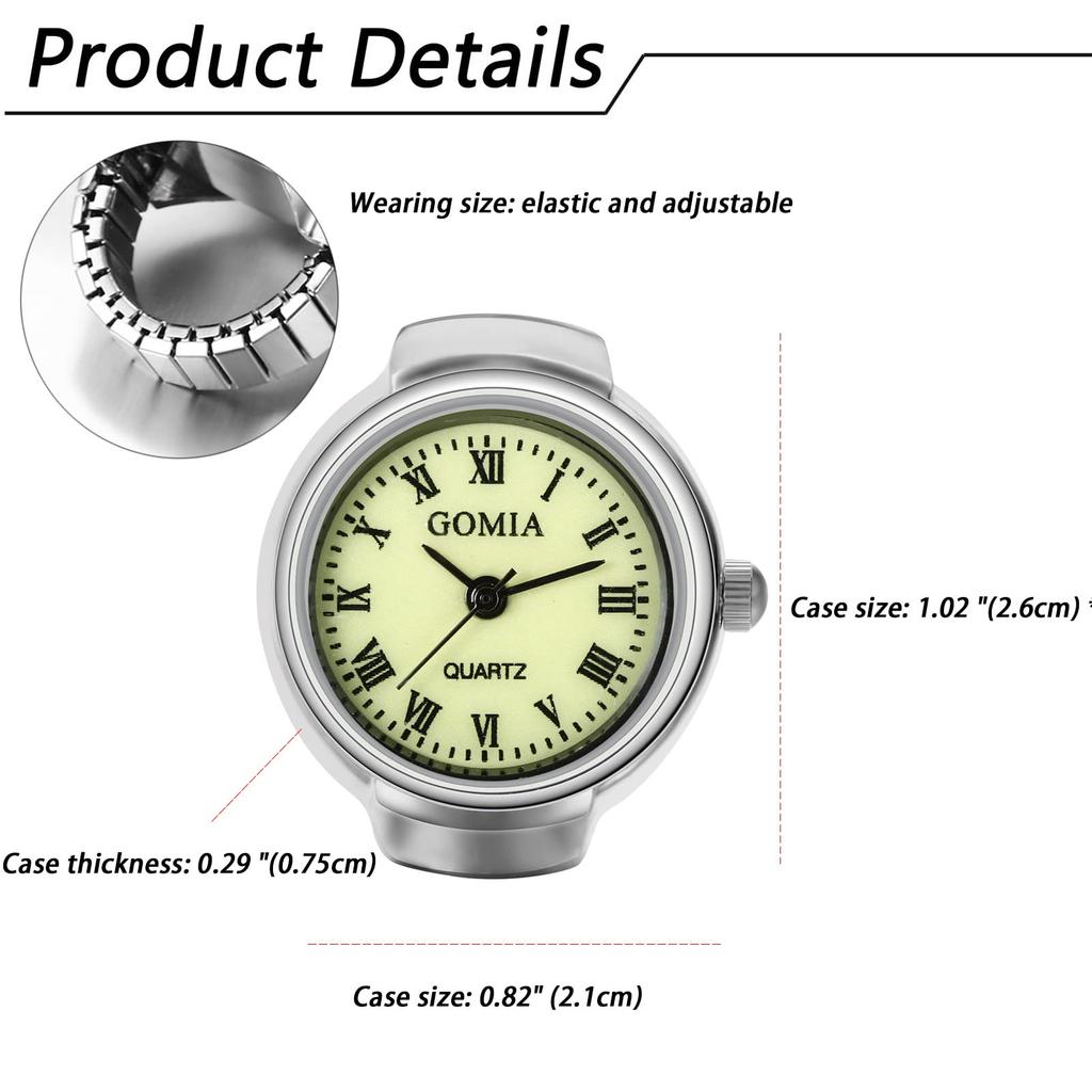 Ring Watch Free Size Waterproof Ring Clock Finger Ring Watch Number Analog Simple Fashionable Silver Men Women Fashion Accessory