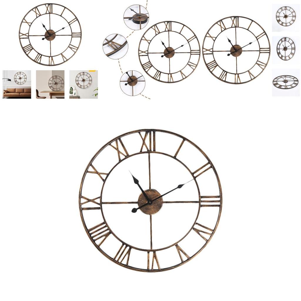 Distinctive Antique Rust Wall Clock With Silent Movement 40cm Diameter Metal Clocks