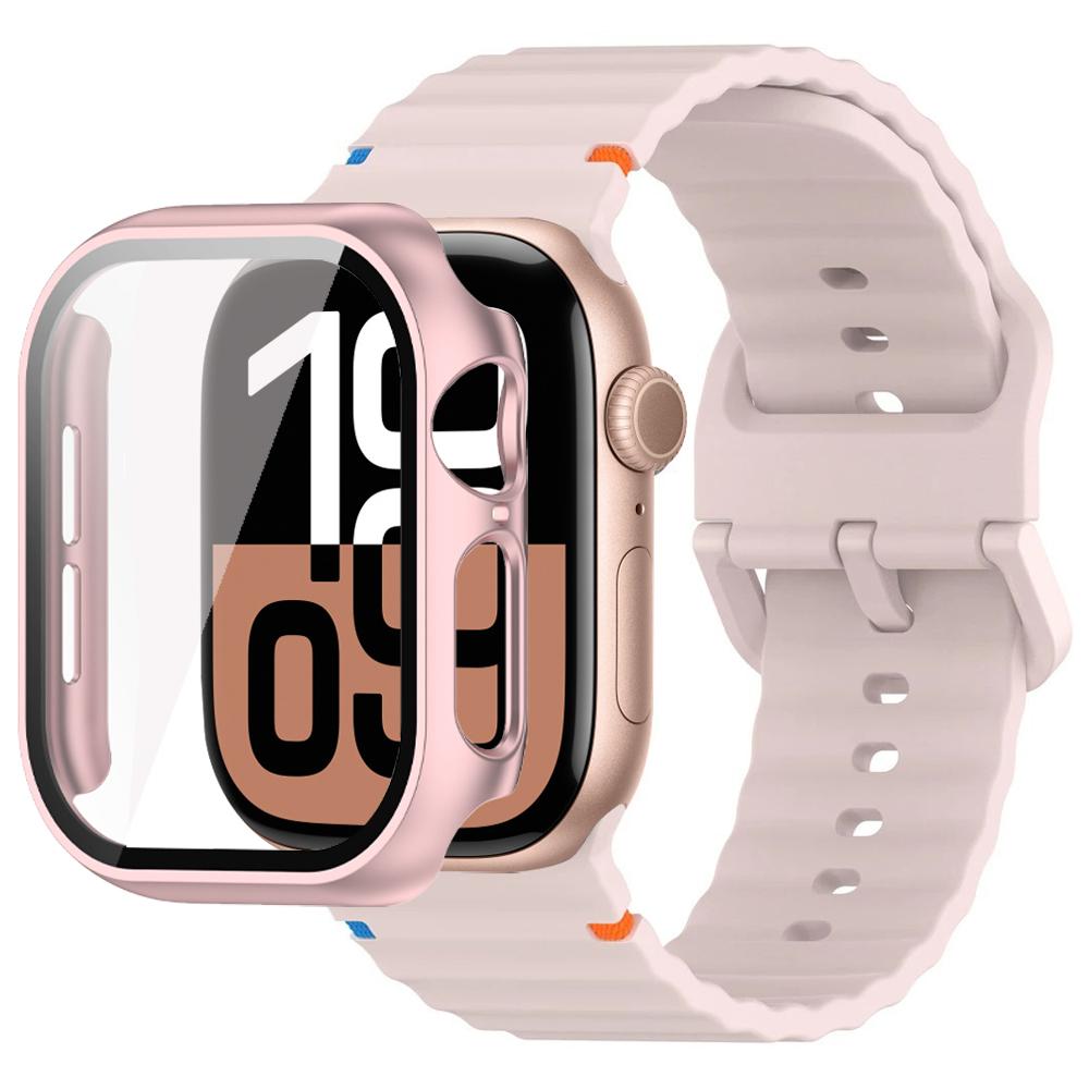 Verre+Coque+Bracelet Pour Apple Watch 10 bracelet 46mm 42mm 44mm 45mm 41mm 40mm 38mm Silicone Sport bracelet iWatch Series 9 8 7 6 3 5 SE