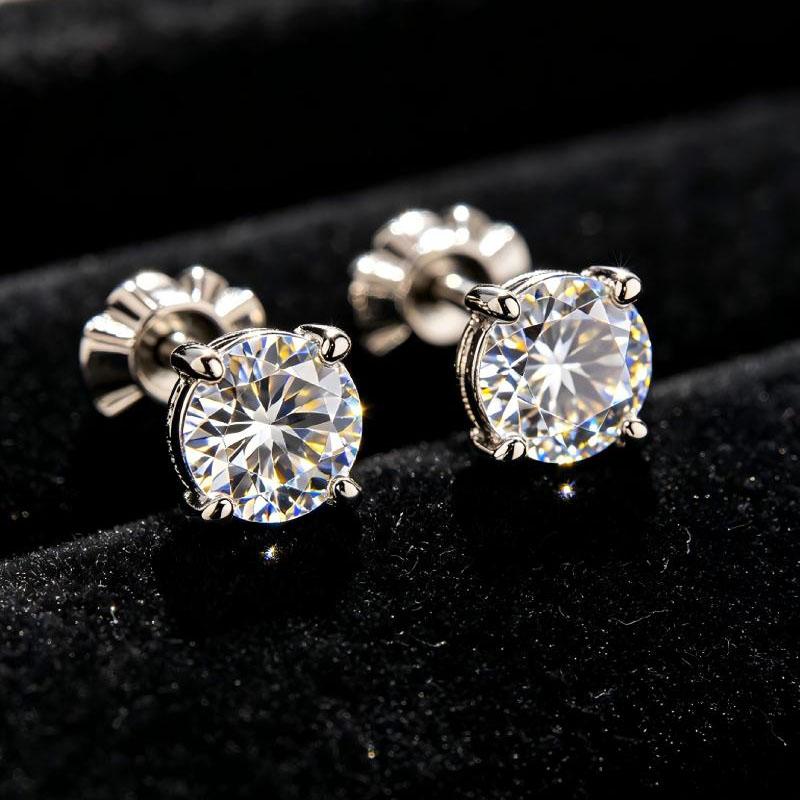 6A Grade 5carats Big Size Mozambique diamond Earing 925 Sliver Jewelry Polished for Wedding & Love Gifts