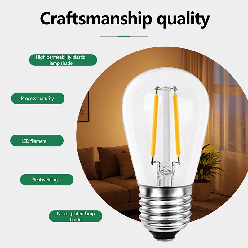 S14 Plastics Led Bulb E27/E26 3V 120V Warm White 2W 1W Shatterproof Lamp Bulbs For String Light Christmas Decoration