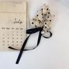 Bowknot Headwear with Tassels and Pearls Mesh Scrunchie Hair Tie