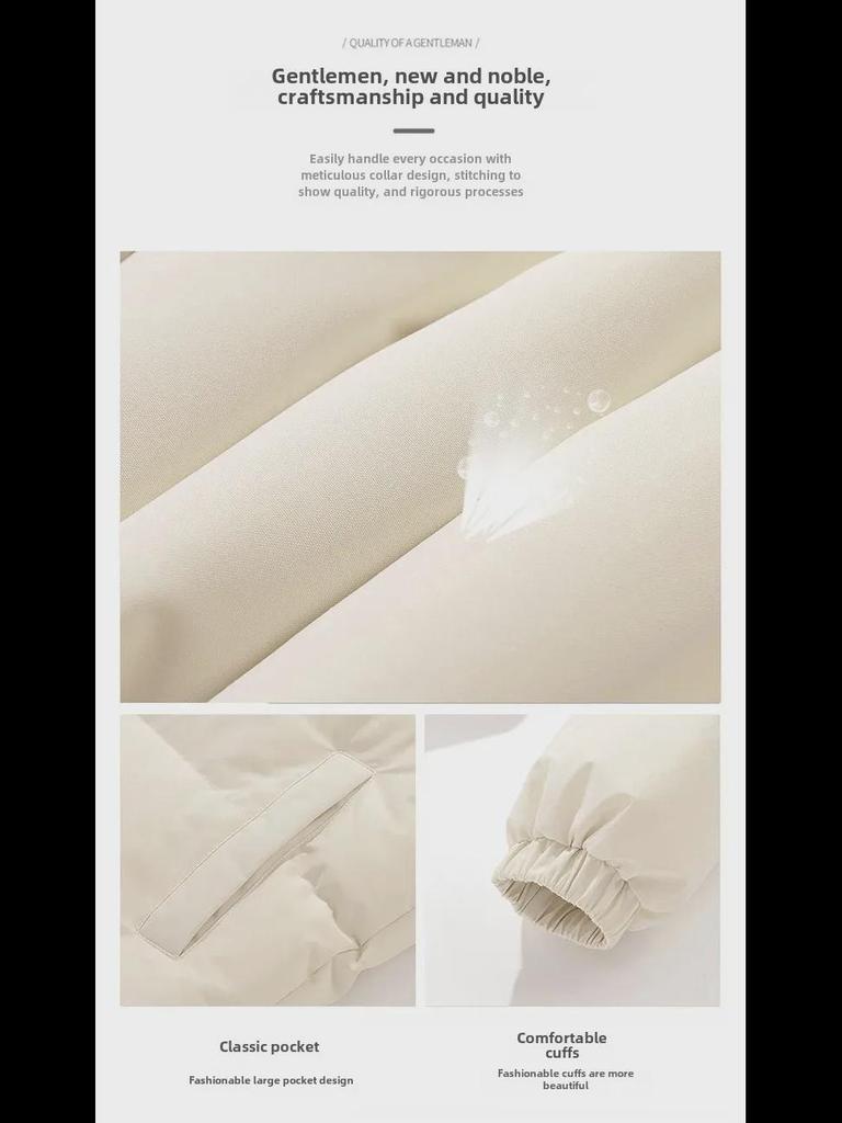 Chaqueta de Plumas de Invierno para Hombre con Cuello Alto y Corte Holgado - Estilo Coreano, Color Sólido, Abrigo Cálido de Algodón para Parejas