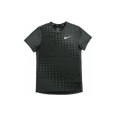 Logo Print Color Block Round Neck Sports Short Sleeve T-Shirt Men Tops Dark-Gray 933677-060
