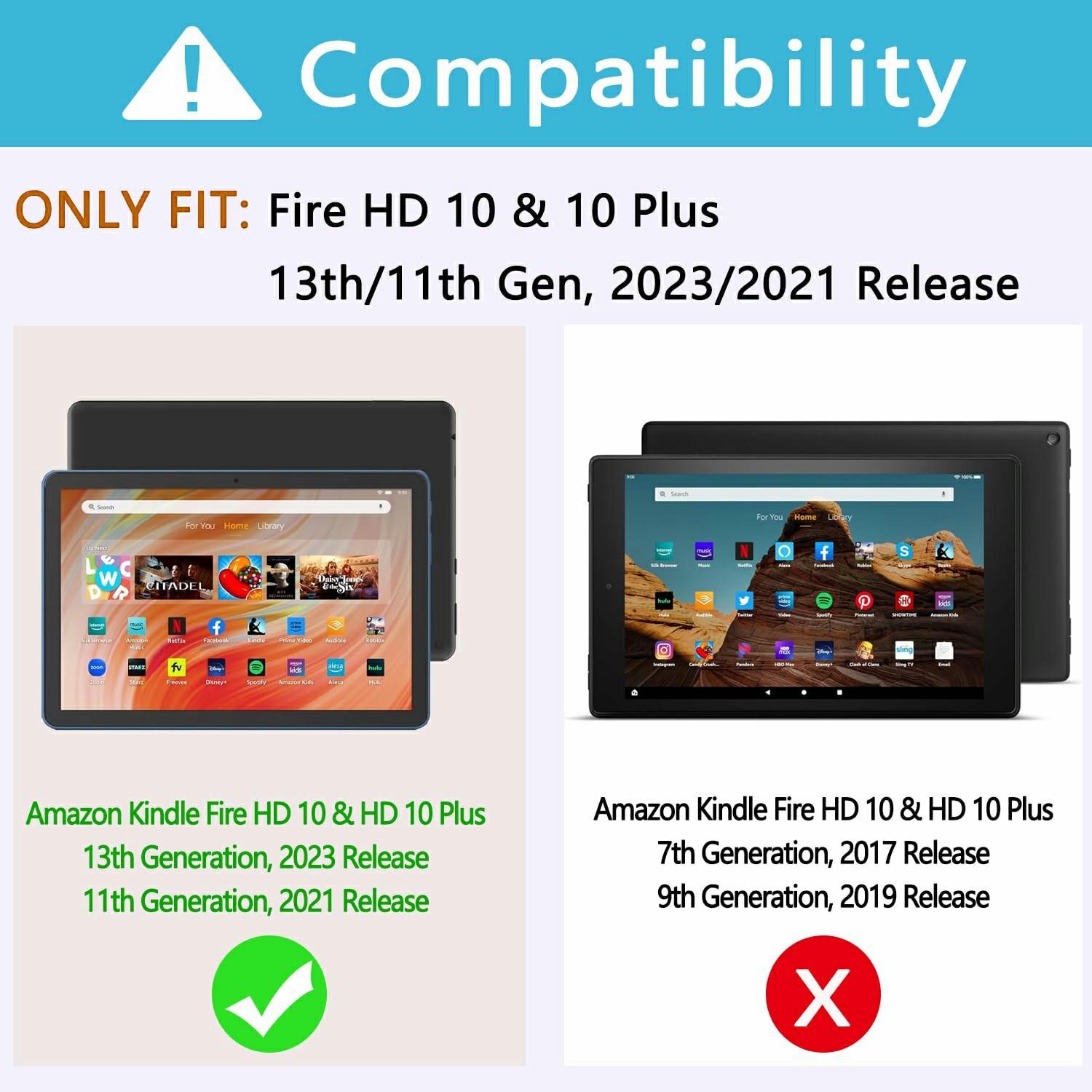 

RGB-HD10.1(21/23) For Amazon Fire HD 10 Plus (2023) (2021)/Fire HD 10 (2023) (2021) Bluetooth-Compatible Keyboard with Tri Color Backlit A