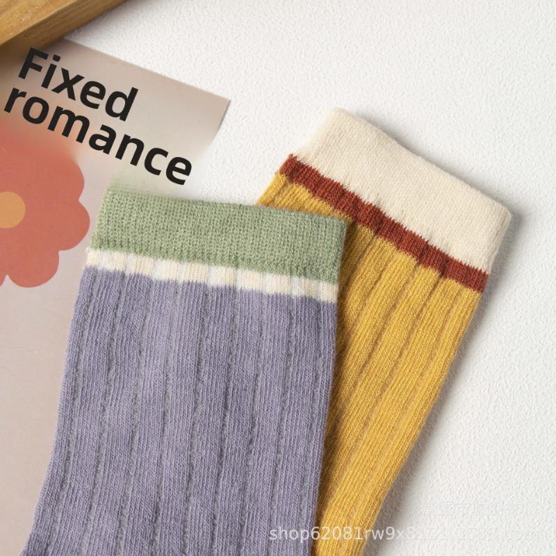 5 Pairs Socks Women's Autumn and Winter Models of Mid-calf Socks Striped Sports Stockings Trend College Style High-waisted Socks