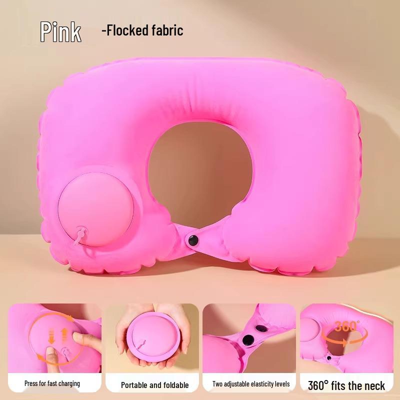 Portable U-Shaped Inflatable Travel Pillow for Neck and Cervical Spine Support