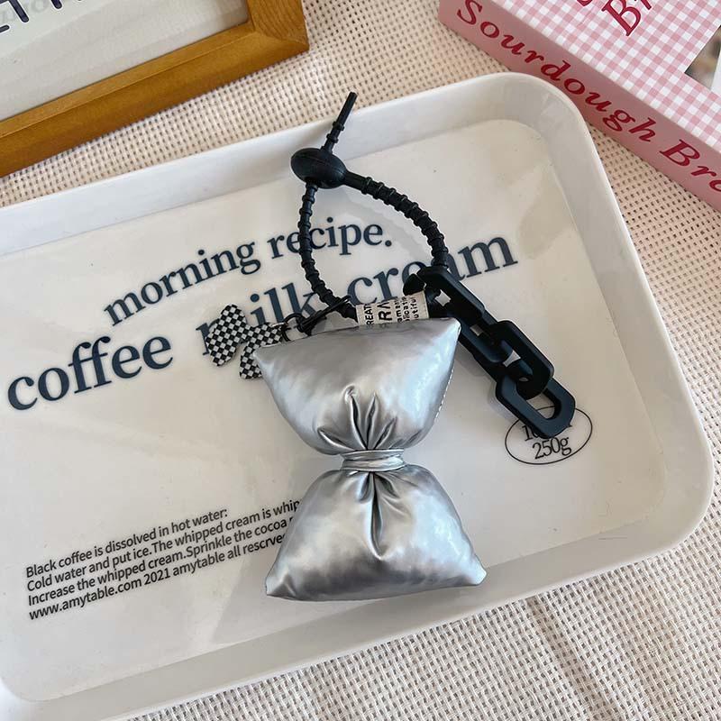 Sweet Bow Leather Cotton Filling Keychain Girl Simple Cute Backpack Pendant Earphone Box Phone Case Decoration