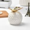 European Ceramic White Storage Jar Golden Animal Jewelry Box Household Round Candy Small Object Storage Jar Exquisite Decoration