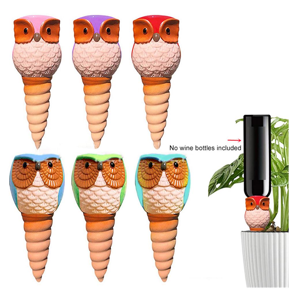 6 st Uggla Växtbevattning Automatisk Vattningspinnar Terrakotta Spiralanordningar för Inomhus och