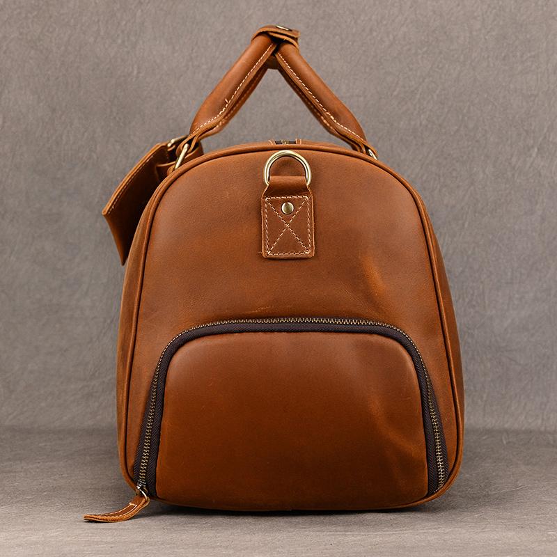 High Quality Men Leather Travel Duffle Bag Cow Leather Men's Weekender Bags Real Cowskin Leather Handbags For Travelling Outdoor