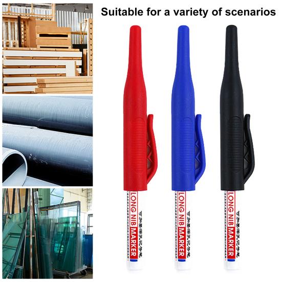 Deep Hole Marker Pen Multi-purpose Waterproof Quick Dry Large Capacity Permanent Ink Filling Clip Design Ceramic Tile Carpenter Long Head Marker