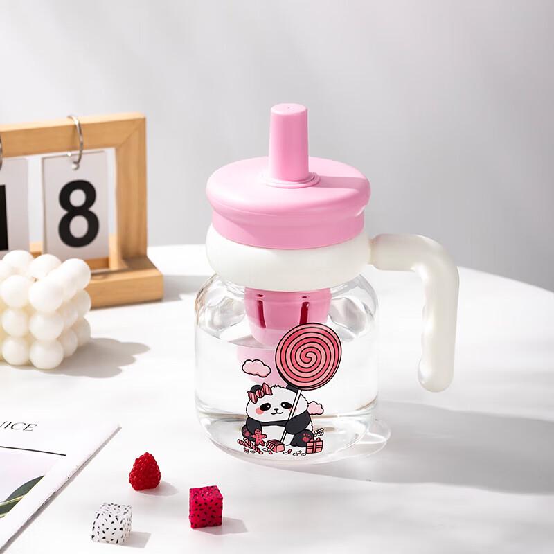 Shanzhongshan Large Capacity Glass Straw Cup with Handle