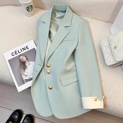 2024 Women's Lake Green High-End Suit Jacket - Stylish Korean Street Style Spring Design