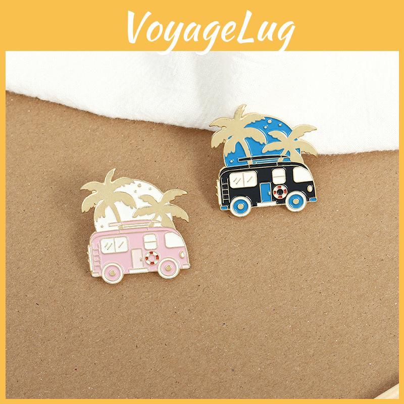 Kreatives minimalistisches Design Mini Wohnmobil-förmige Brosche Einzigartige Kokospalmen-Anstecknadel Zubehör