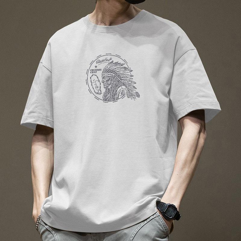 

Retro Short Sleeved T-shirt for Men s Summer Fashion Brand Pure Cotton T-shirt with Fashionable Pattern S