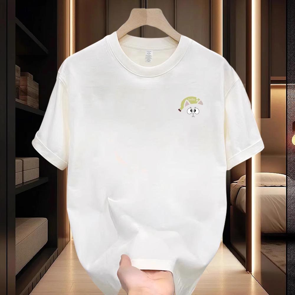 100% Cotton Short-Sleeved T-Shirt Men'S American Retro Heavy Hong Kong Style Handsome Loose Trendy Top