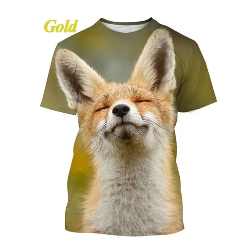 Cute Fox Pattern T-Shirt For Men Women Funny Animal 3D Printed Tees Summer Loose O-Neck Tops Short Sleeves T Shirts Streetwear