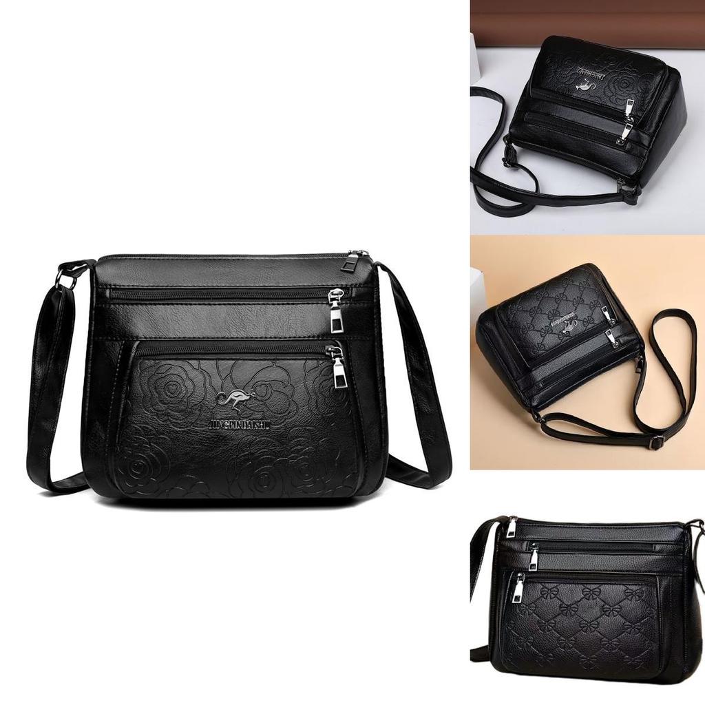 Pu Leather Middle Aged Womens Shoulder Bag With Zipper Pocket For Daily Use