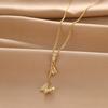 Full Diamond Tassel Butterfly Necklace Women'S Light Luxury Versatile Collarbone Chain