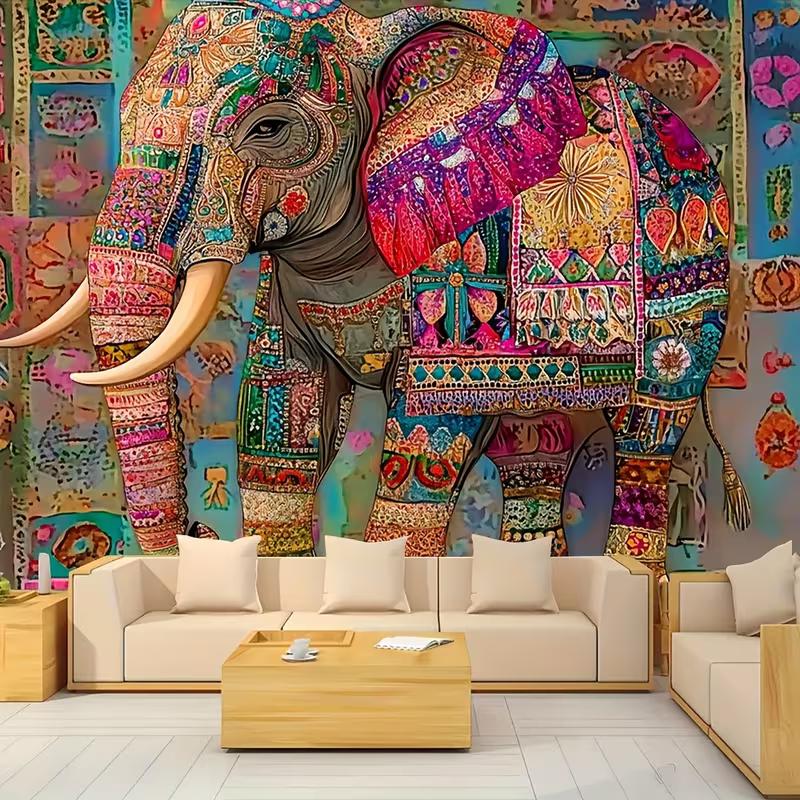 2D Hippie Tribal Pattern Elephant Bedroom Tapestry 47.2x31.5inch/120*80cm