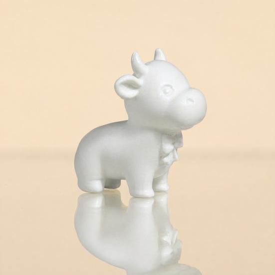Yousheng 3D Printed Cow Figurine with Bow Tie, Cute Calf Statue, Minimalist Animal Model, Smiling Cow Ornament for Home Office Decor Gift