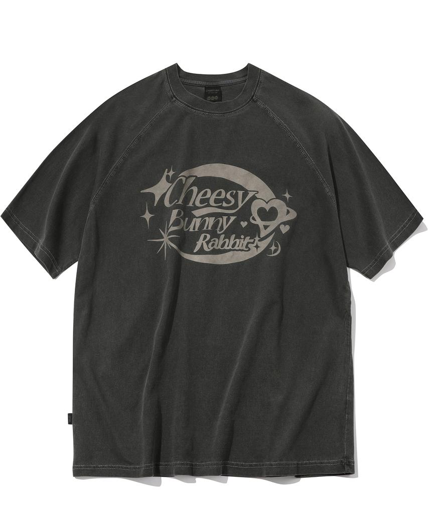 CPGN STUDIO Cheese Bunny Raglan Pigment Short Sleeve Tee Smoke Black