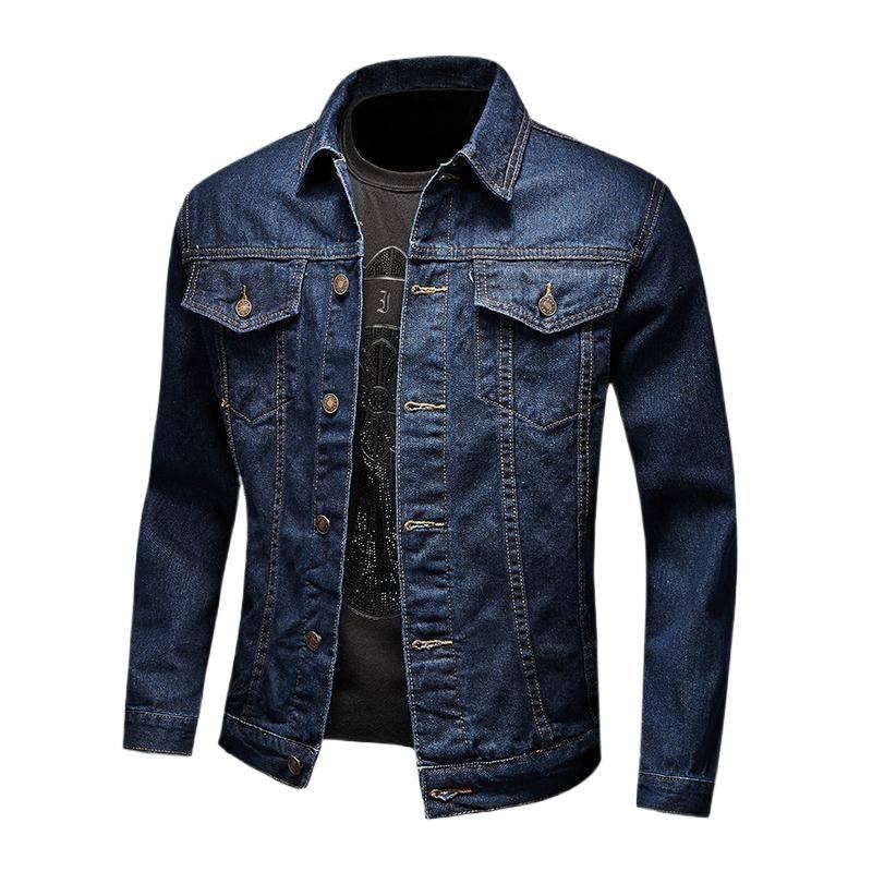 Men's Korean Style Slim Fit Retro Denim Jacket for Spring and Autumn - Casual, Versatile Workwear.