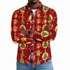 Men's Casual Long Sleeve Shirt with Christmas Print for Holiday Party and Fall