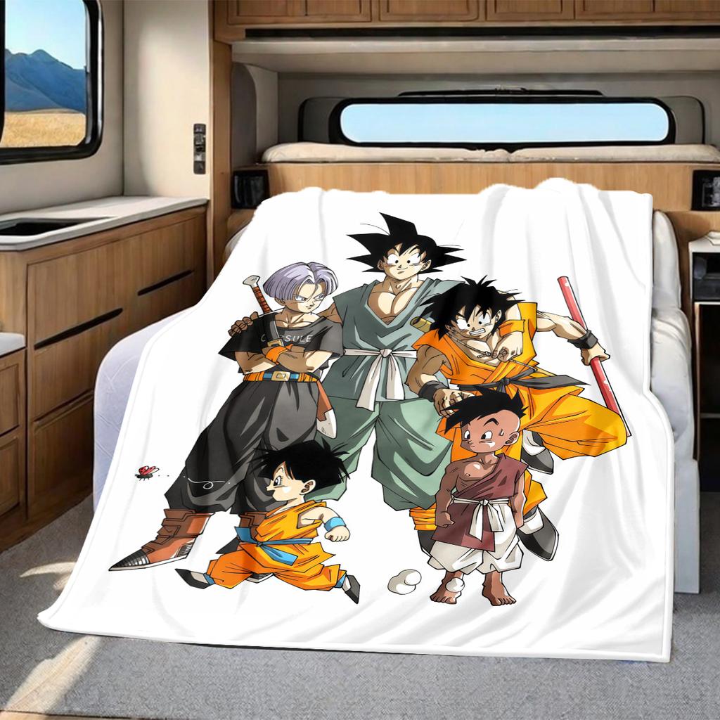 1 ks flanelová deka s potiskem DRAGON BALL, Vysoká kvalita, Pro všechna roční období, Domácí dekorace, Teplo a pohodlí, Perfektní jako vánoční dárky