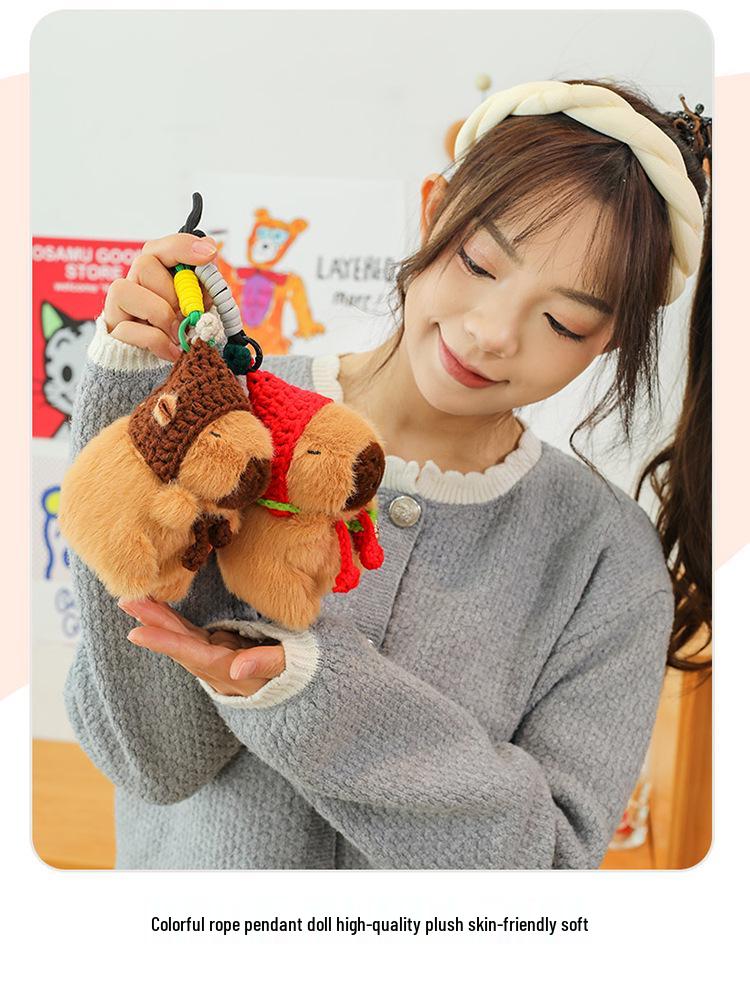 Capybara Plush Doll Keychain – Adorable Knitted Street Stall Gift