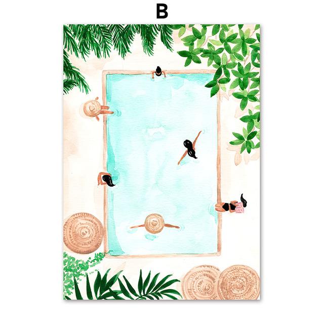 Jungle Swing Meadow Tropical Beach Pool Moroccan Wall Art Canvas Painting Posters And Prints Wall Pictures For Living Room Decor