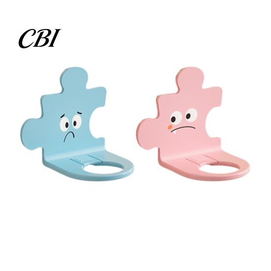 Waterproof Plastic Hanger Wall Mounted Shampoo Holder Hook, Cute Cartoon Splicing Design, Self Adhesive Multi Functional Storage Hook Bottle
