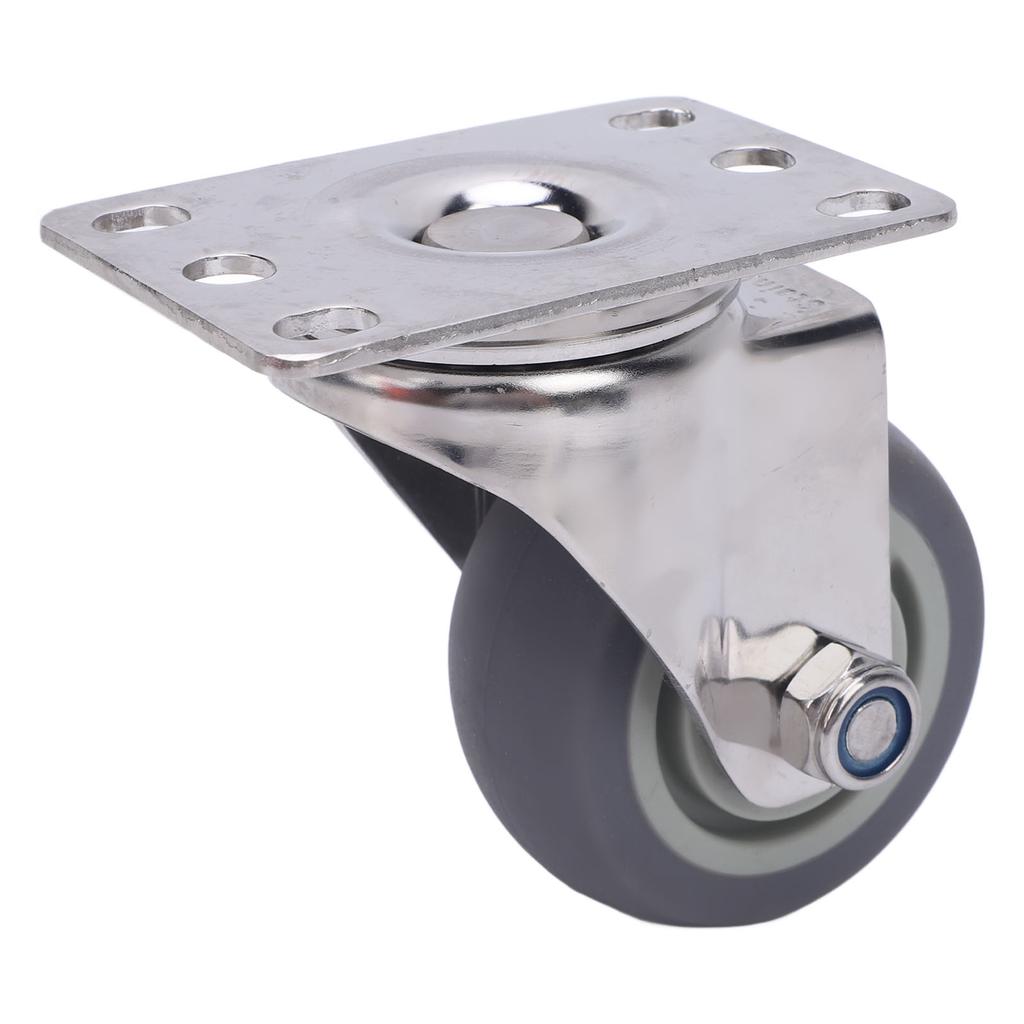 3 Inch Caster 304 Stainless Steel Plate TPR Wheel Quiet Rotating Universal Caster for Cart Furniture Workbench