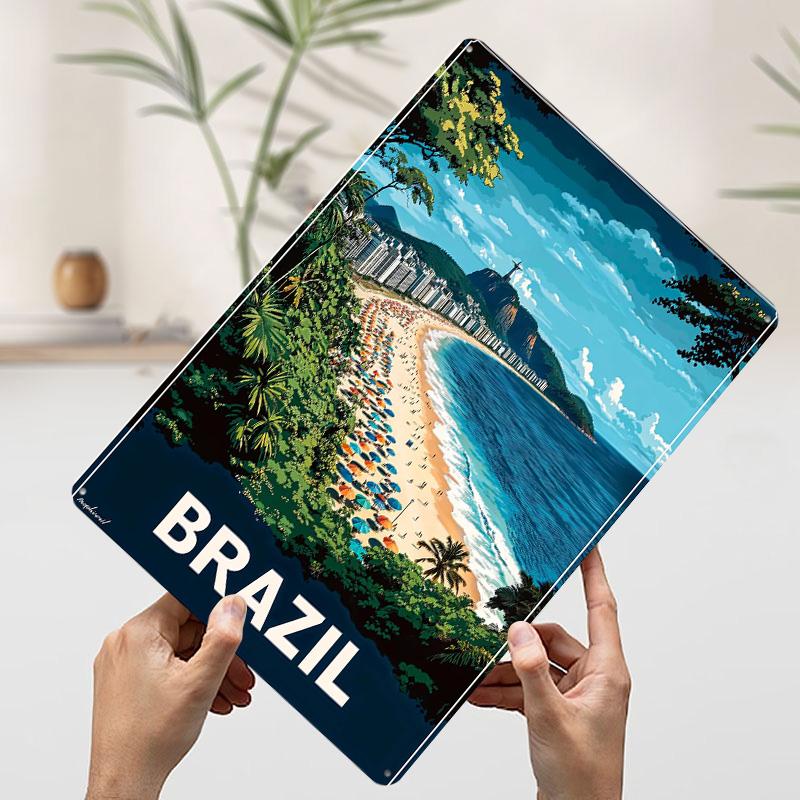 

Brazil Beach Scene Metal Poster Customized Wall Art Retro Vintage Tinplate Signs for Home Decor Living Room Bedroom Decorations 7.9x11.8In(20x30cm)