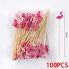 100Pcs Bamboo Disposable Forks Toothpick Decoration Cocktail Picks Fruit Forks Buffet Food Picks for Party Decor SGC003