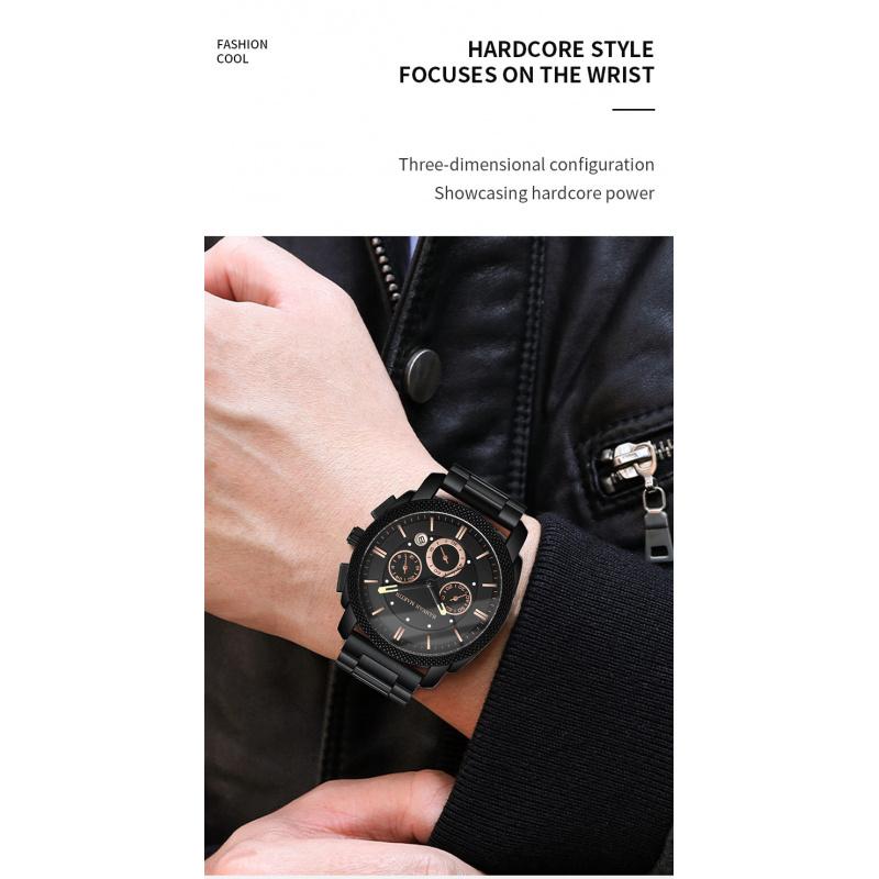 New Fashion Multifunctional Chronograph Waterproof Quartz Watch Three Eyes Sports Watch Calendar Watch