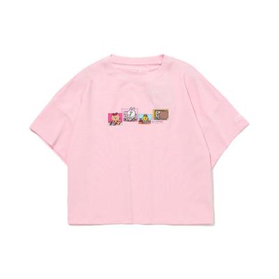 Li Ning X Line Friends Collaboration Loose Short Sleeve T-Shirt Women Tops Pink AHSQ872-3