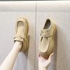 Fashion Women Loafer Shoes Genuine Leather 2025 Autumn New Suede Platform Kangaroo Shoes Women Wedges Belt Buckle Slip-on Shoes Women