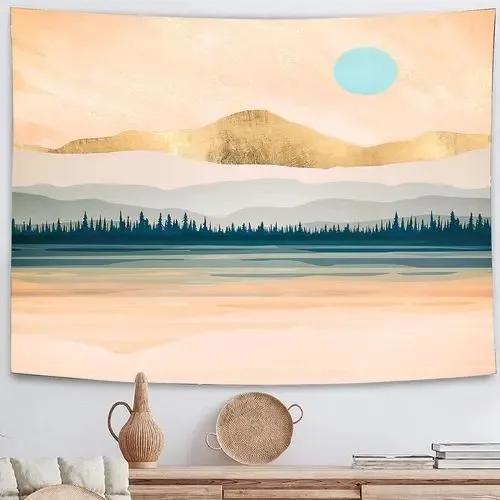 Иллюстрация Лес Закат Пейзаж Узор Подвесная Ткань Домашнее Настенное Украшение Гобелен — фото 14