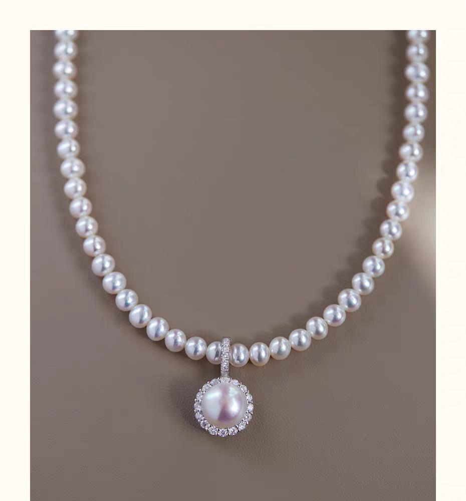 Luxury French Pearl Layered Necklace for Women - Unique Silver Clavicle Chain Choker, 2024 Trendy Design