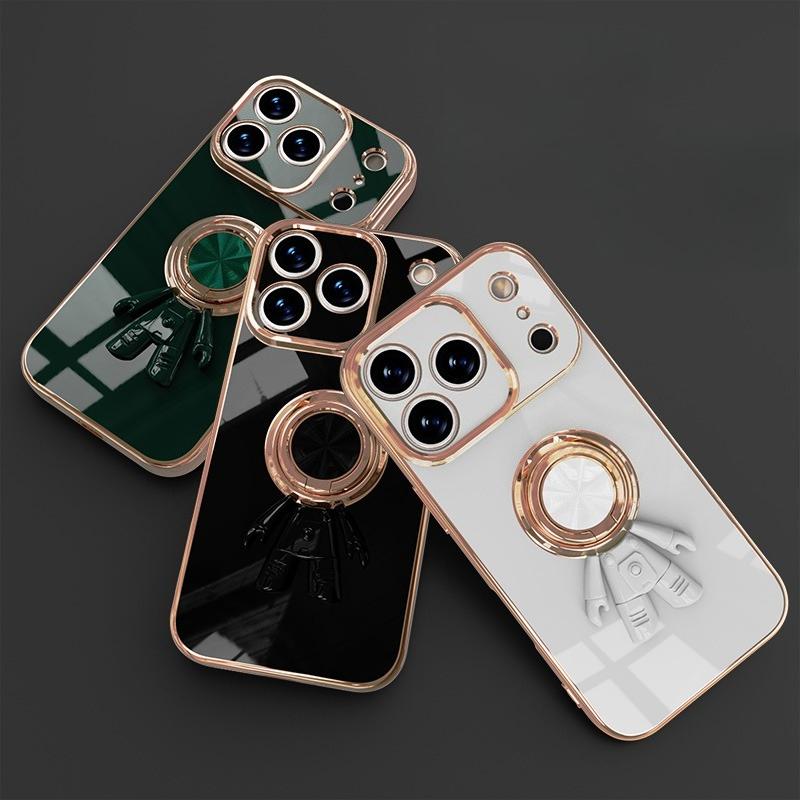 Electroplating Astronaut Stand Holder Case For iphone 17 Pro Max Plating Silicone Shockproof Protection Cover For iphone 17 Air