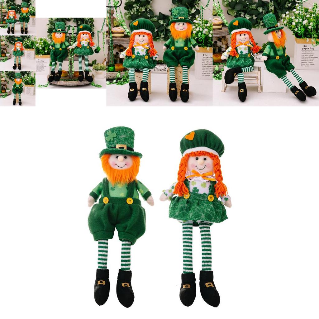 Charming Greenery Styled St Patrick's Day Decorative Doll With Hanging Legs For Festive Home Decor